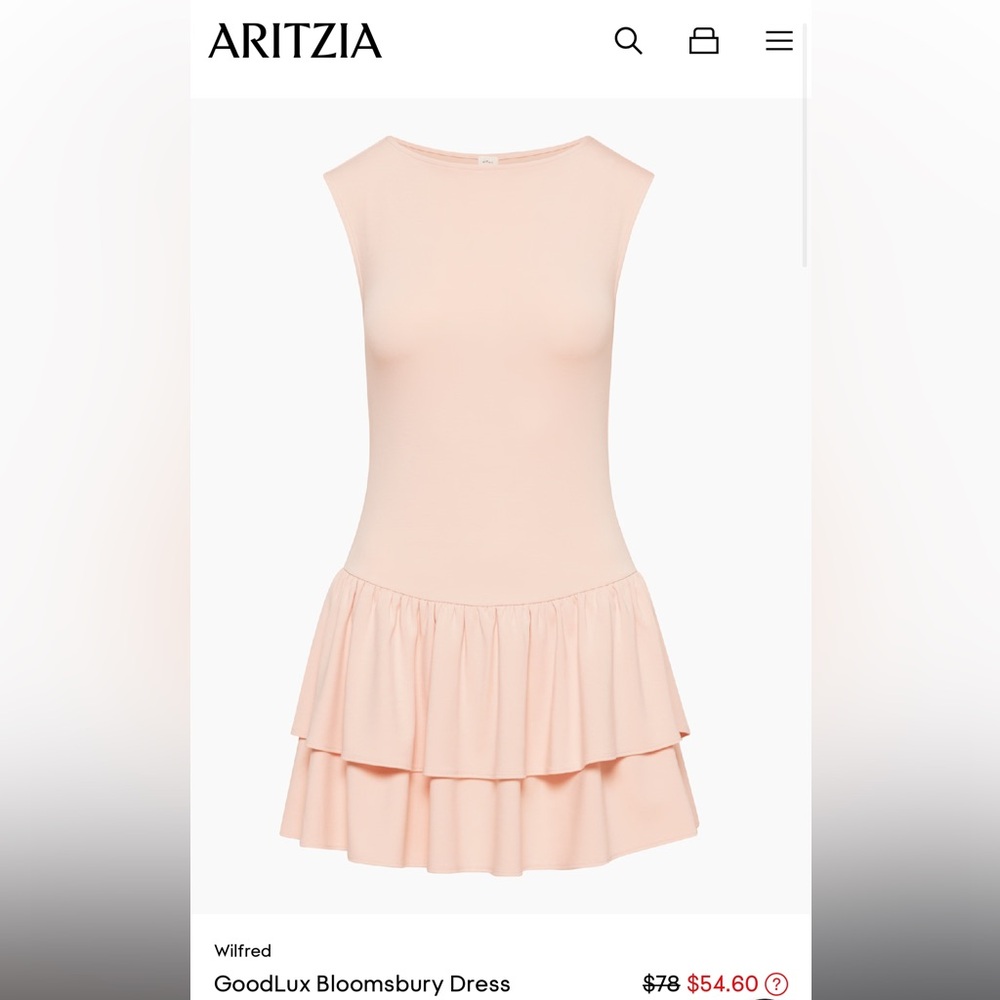 Aritzia Cream and Pink Ruffled Tiered Mini Dress